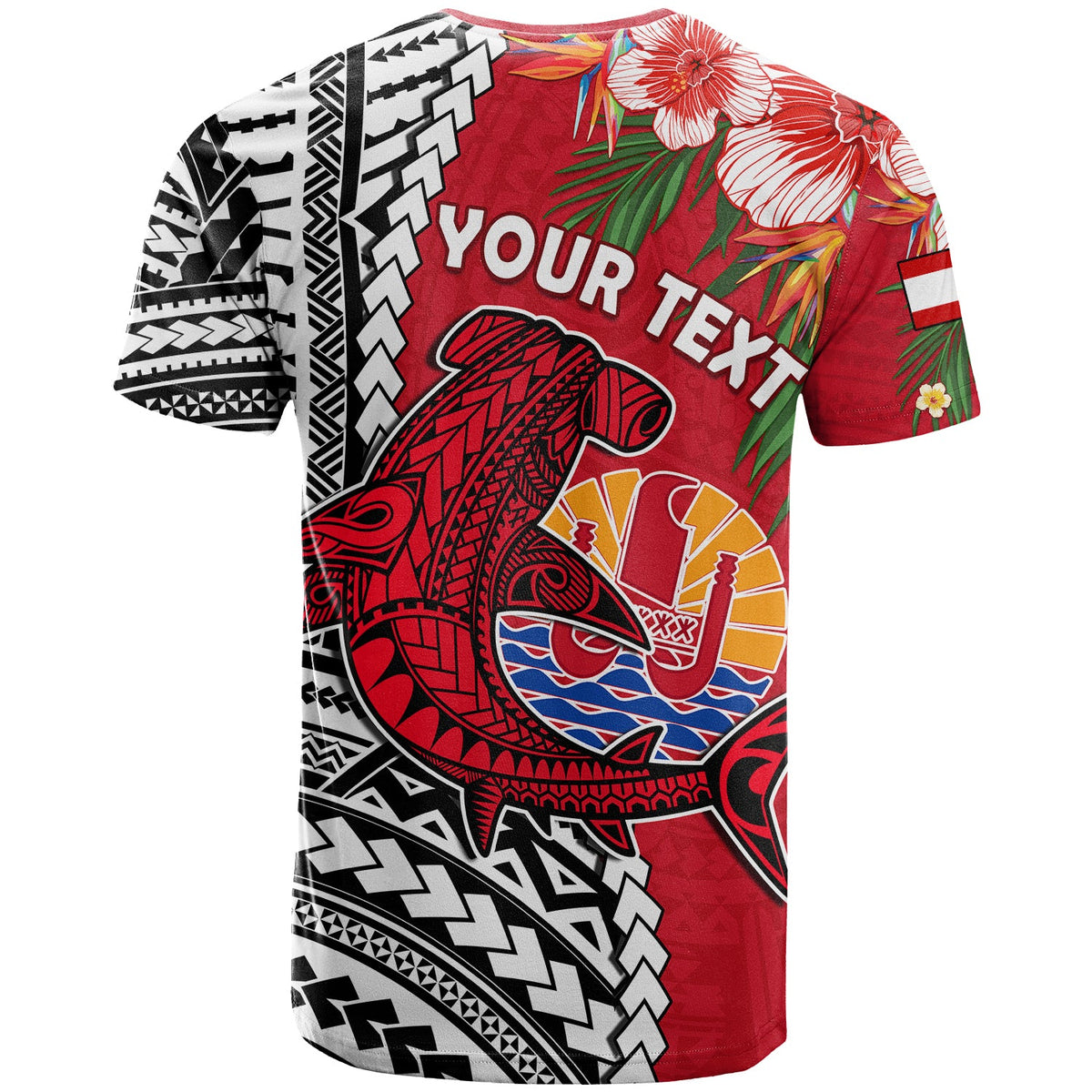 Custom Tahiti Islands T Shirt Polynesian Shark Mix Tropical Flowers LT14 - Polynesian Pride