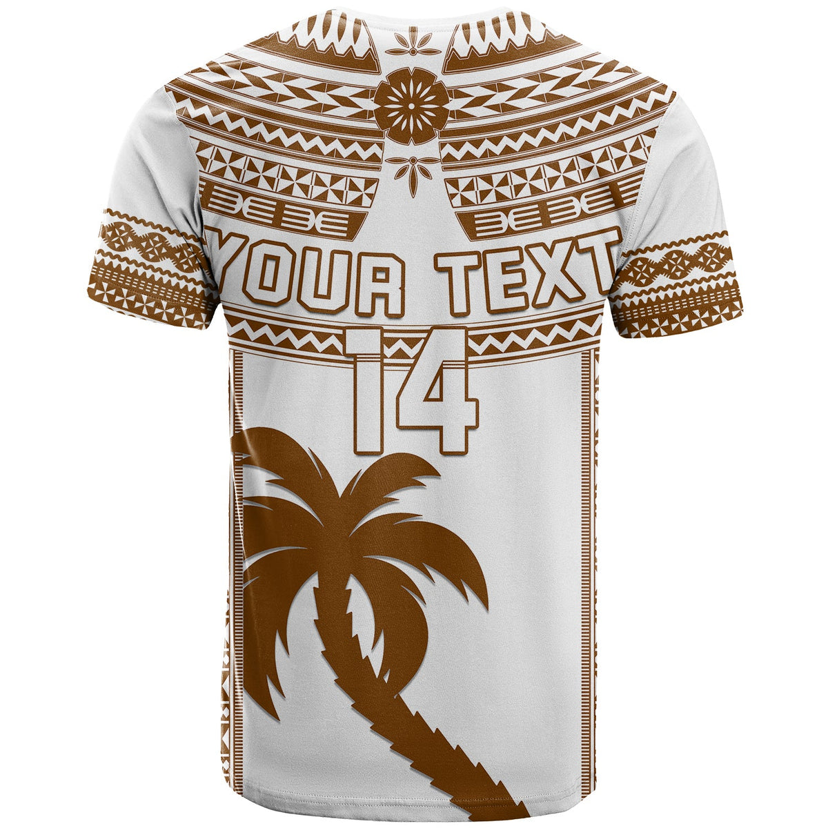 Custom Text and Number Fiji Rugby T Shirt Pacific The Bati Brown Fijian Tapa LT14 - Polynesian Pride