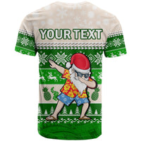 Custom Hawaii Mele Kalikimaka T Shirt Dabbing Santa Green Merry Christmas LT14 - Polynesian Pride