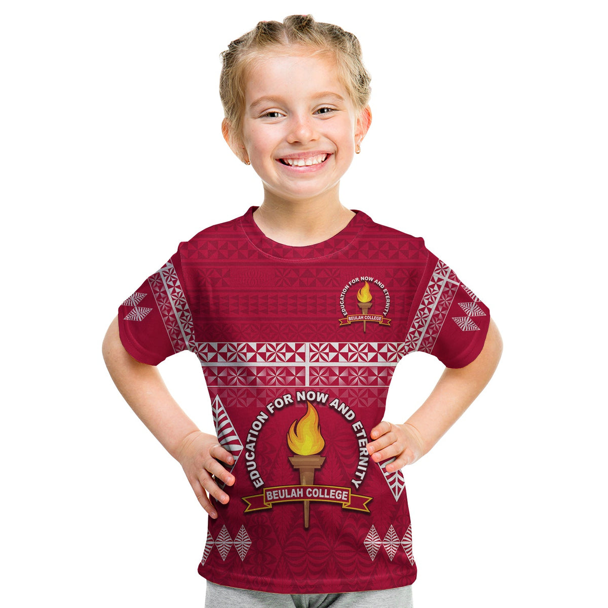 Beulah College T Shirt Ngatu Pattern Tonga LT13 - Polynesian Pride