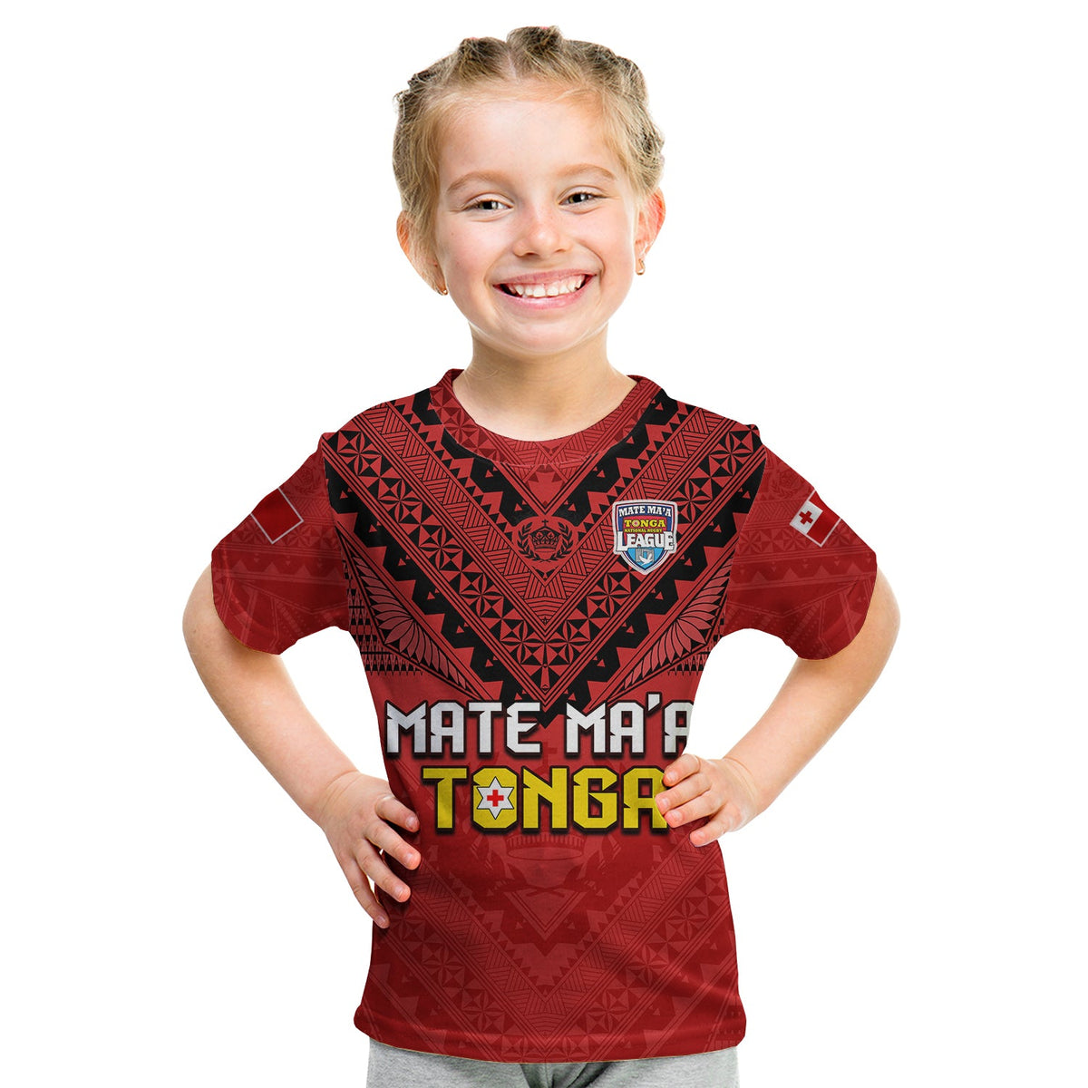 Tonga Rugby MMT T Shirt KID Ngatu Mate Maa Tonga Simple LT13 - Polynesian Pride