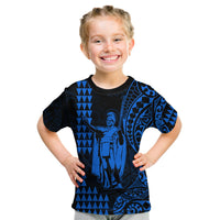 Hawaii Day Kakau T Shirt Proud To Be Hawaiian Blue King Kamehameha and Kanaka Maoli LT13 - Polynesian Pride