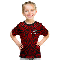(Custom Text and Number) New Zealand Silver Fern Rugby T Shirt All Black Red NZ Maori Pattern LT13 - Polynesian Pride