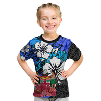(Custom Text and Number) Fiji Tie Dye T Shirt Polynesian Blue Tribal Creative Tropical Flowers LT13 - Polynesian Pride