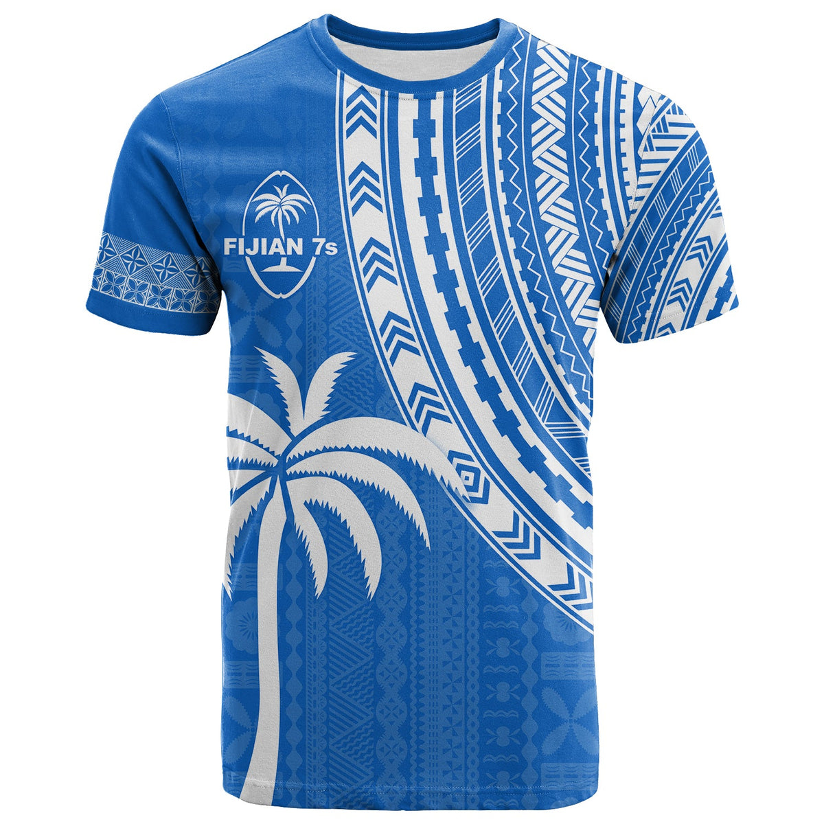 Fiji Rugby Sevens T Shirt Fijian 7s Tapa Polynesian Blue Ver.01 LT13 Blue - Polynesian Pride