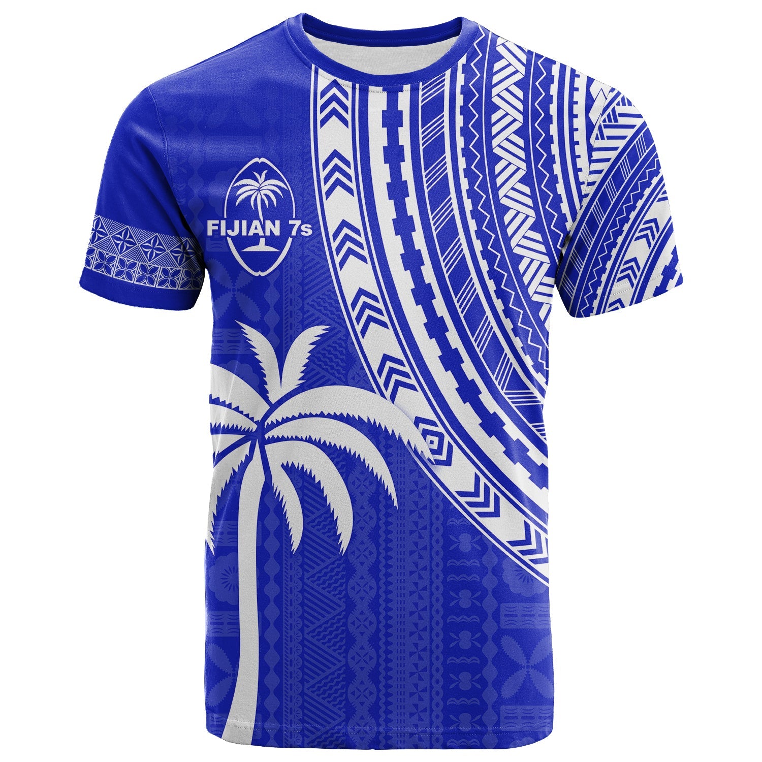 Fiji Rugby Sevens T Shirt Fijian 7s Tapa Polynesian Blue Ver.02 LT13 Blue - Polynesian Pride