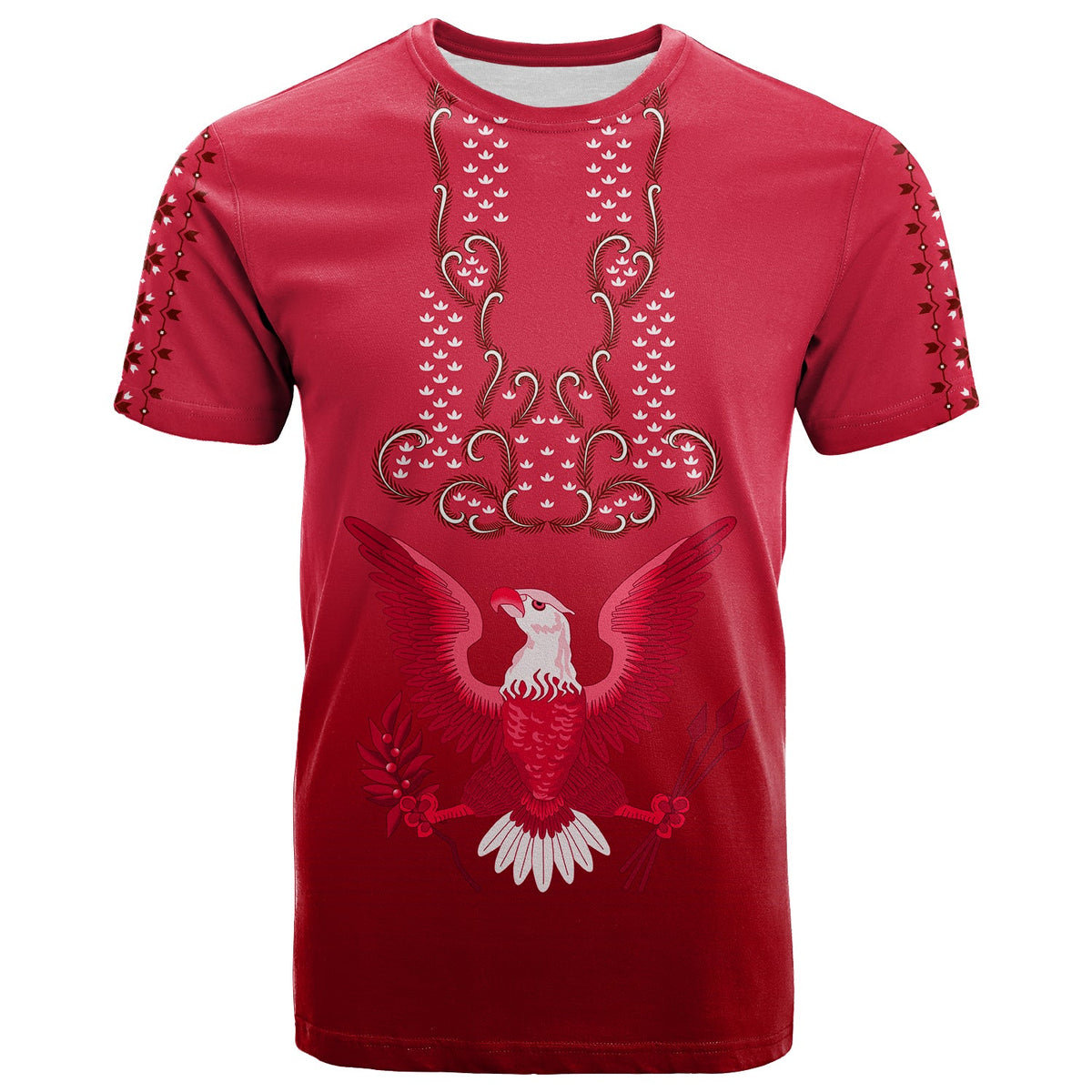 Philippines T Shirt Sun Filipino Red Barong LT13 Red - Polynesian Pride