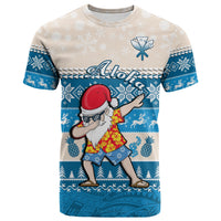 Custom Hawaii Mele Kalikimaka T Shirt Dabbing Santa Blue Merry Christmas LT14 Blue - Polynesian Pride