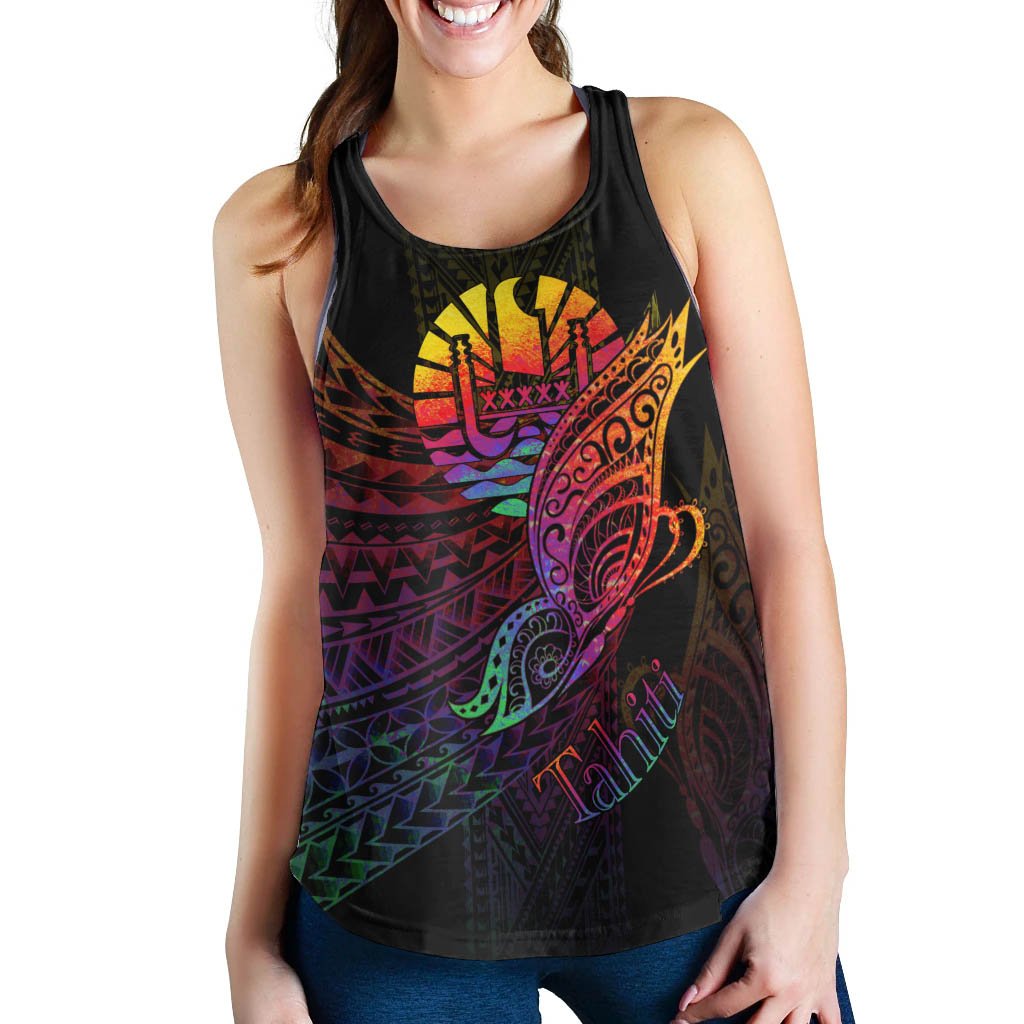 Tahiti Women's Racerback Tank - Butterfly Polynesian Style - Polynesian Pride