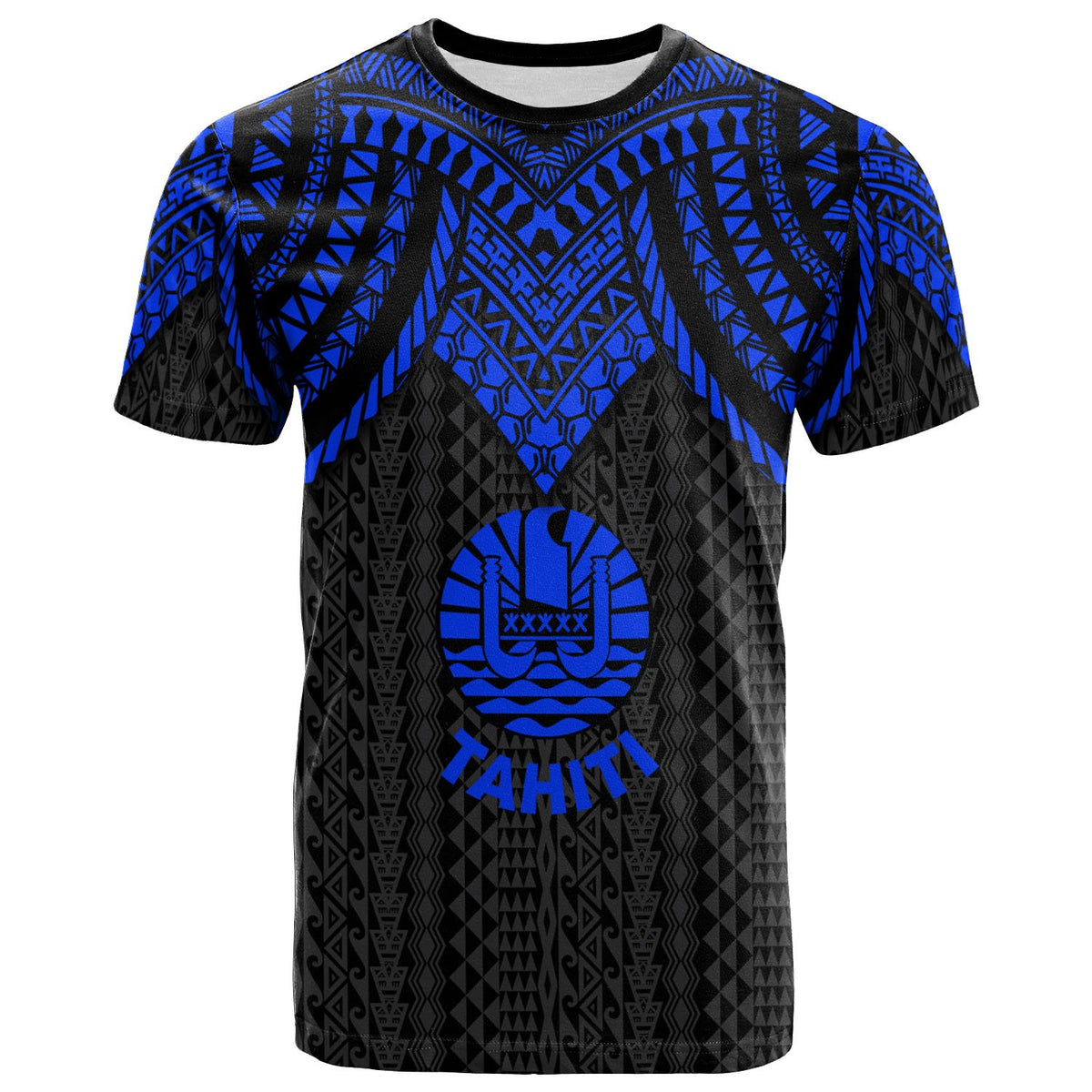 Tahiti T Shirt Polynesian Armor Style Blue Unisex Blue - Polynesian Pride