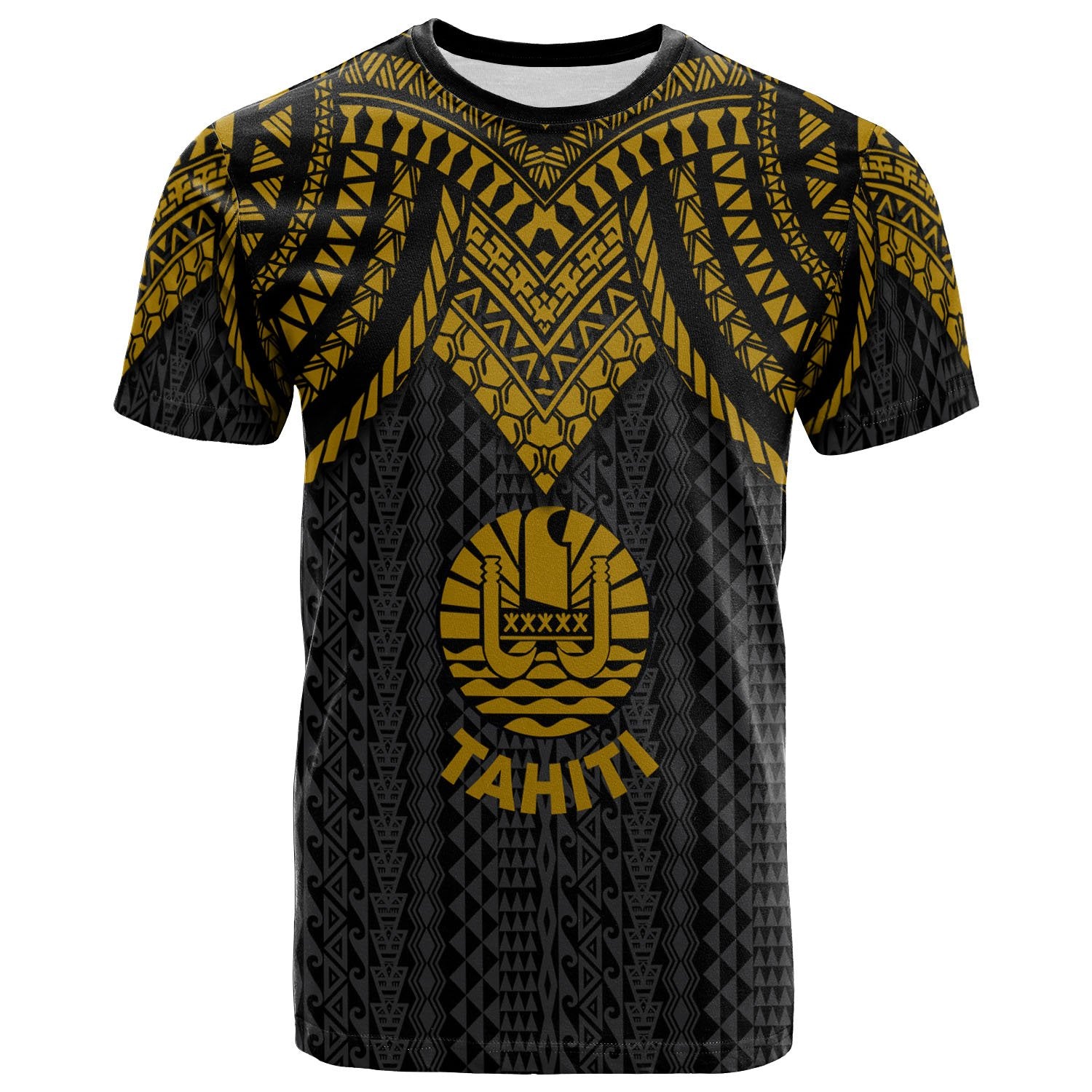 Tahiti T Shirt Polynesian Armor Style Gold Unisex Art - Polynesian Pride