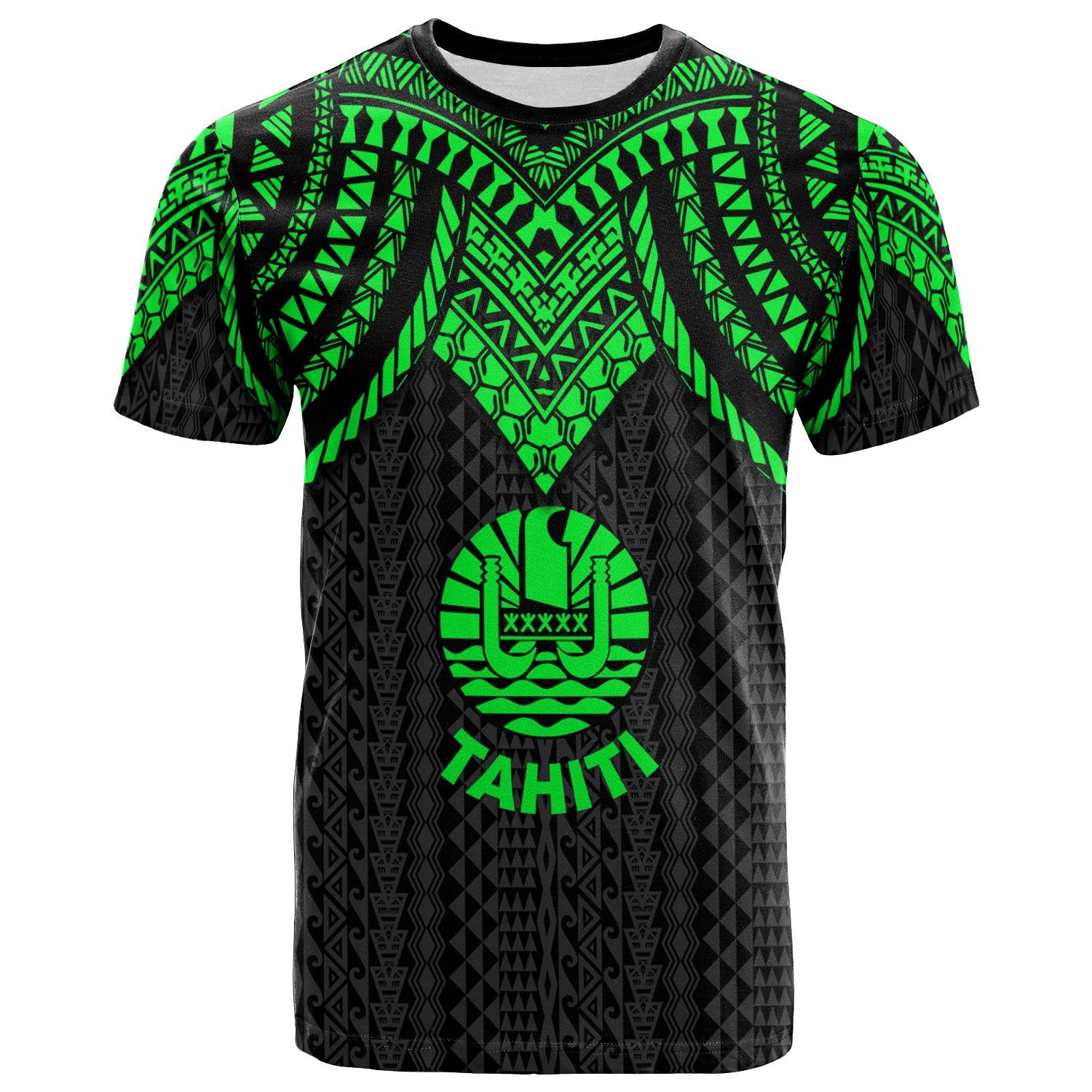 Tahiti T Shirt Polynesian Armor Style Green Unisex Art - Polynesian Pride