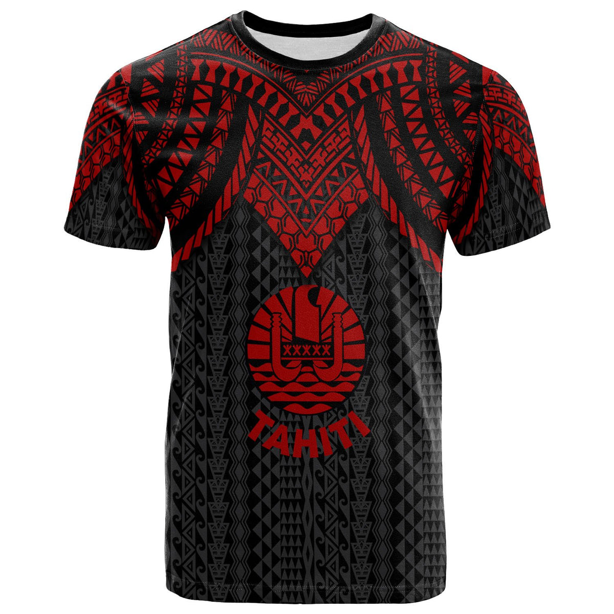 Tahiti T Shirt Polynesian Armor Style Red Unisex Red - Polynesian Pride