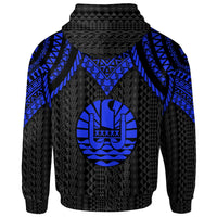 Tahiti Zip up Hoodie Polynesian Armor Style Blue - Polynesian Pride