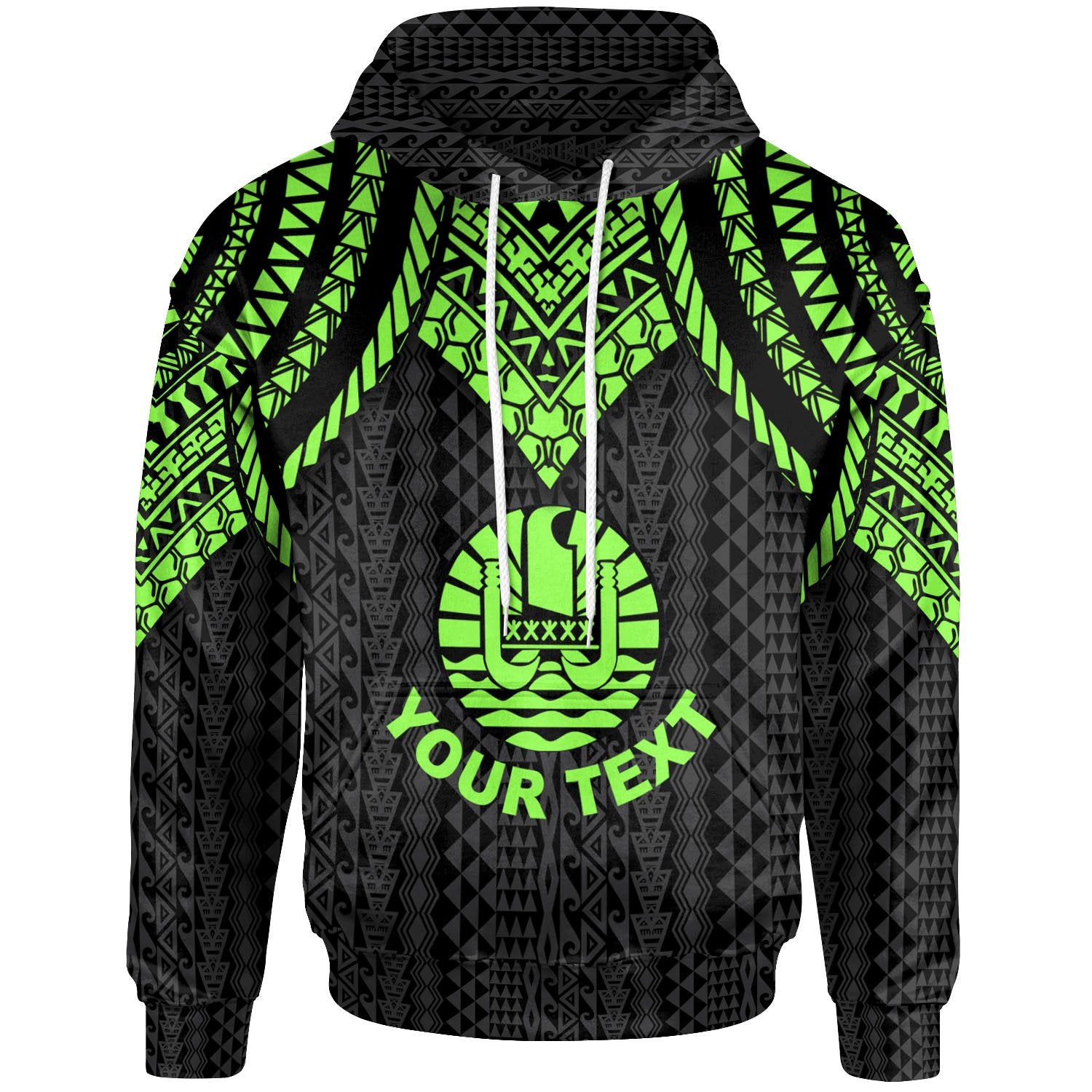 Tahiti Custom Hoodie Polynesian Armor Style Green Unisex Green - Polynesian Pride