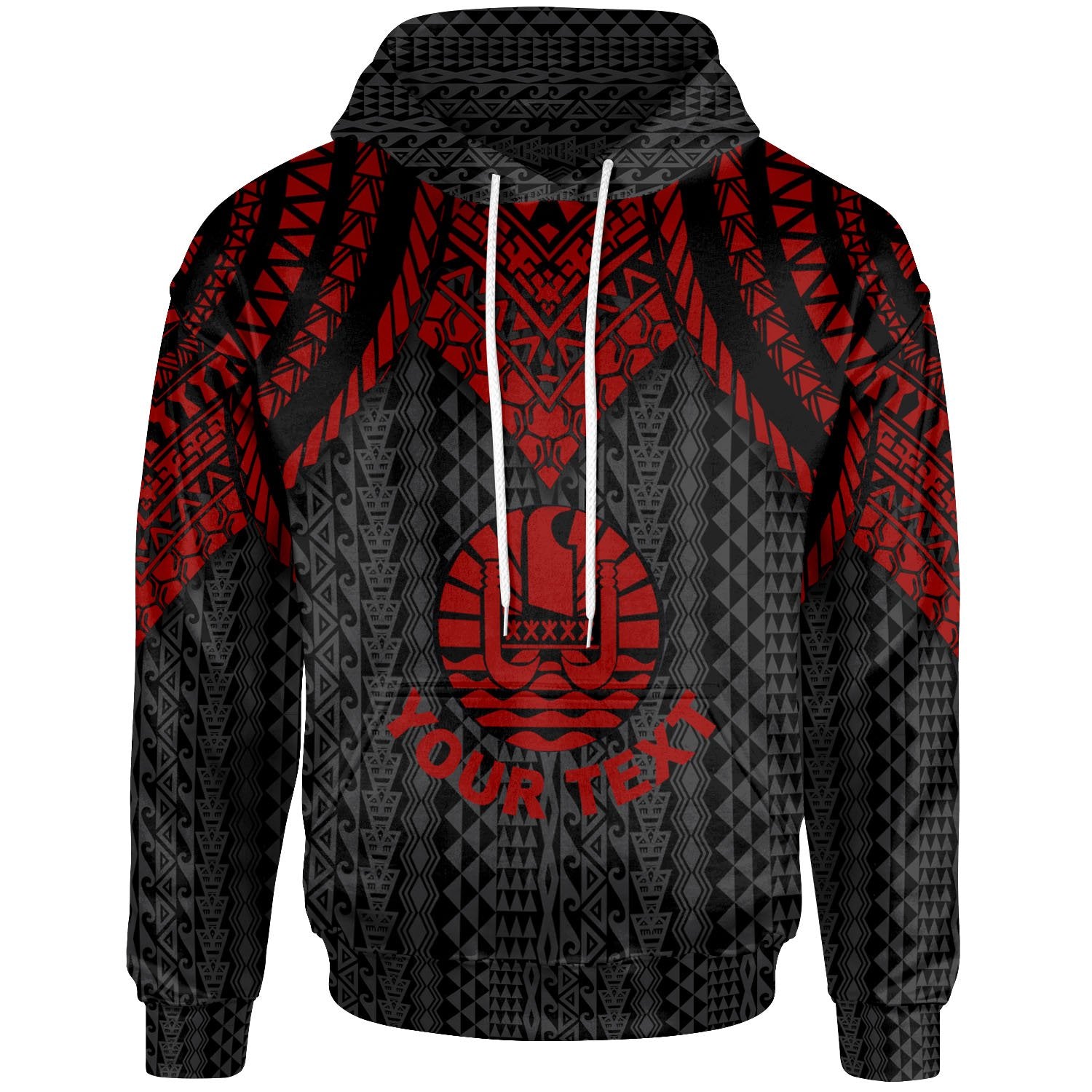 Tahiti Custom Hoodie Polynesian Armor Style Red Unisex Red - Polynesian Pride