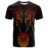 Tahiti T Shirt Coat of Arms With Tribal Pattern Unisex Red - Polynesian Pride