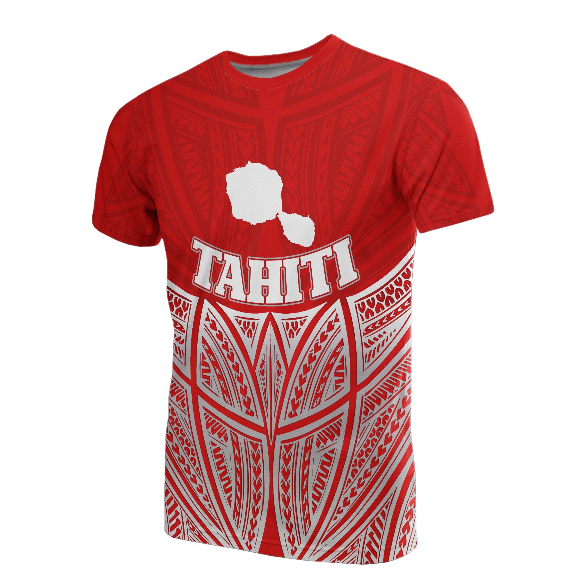 Tahiti Polynesian T Shirt Red Pride Map and Seal Unisex Red - Polynesian Pride