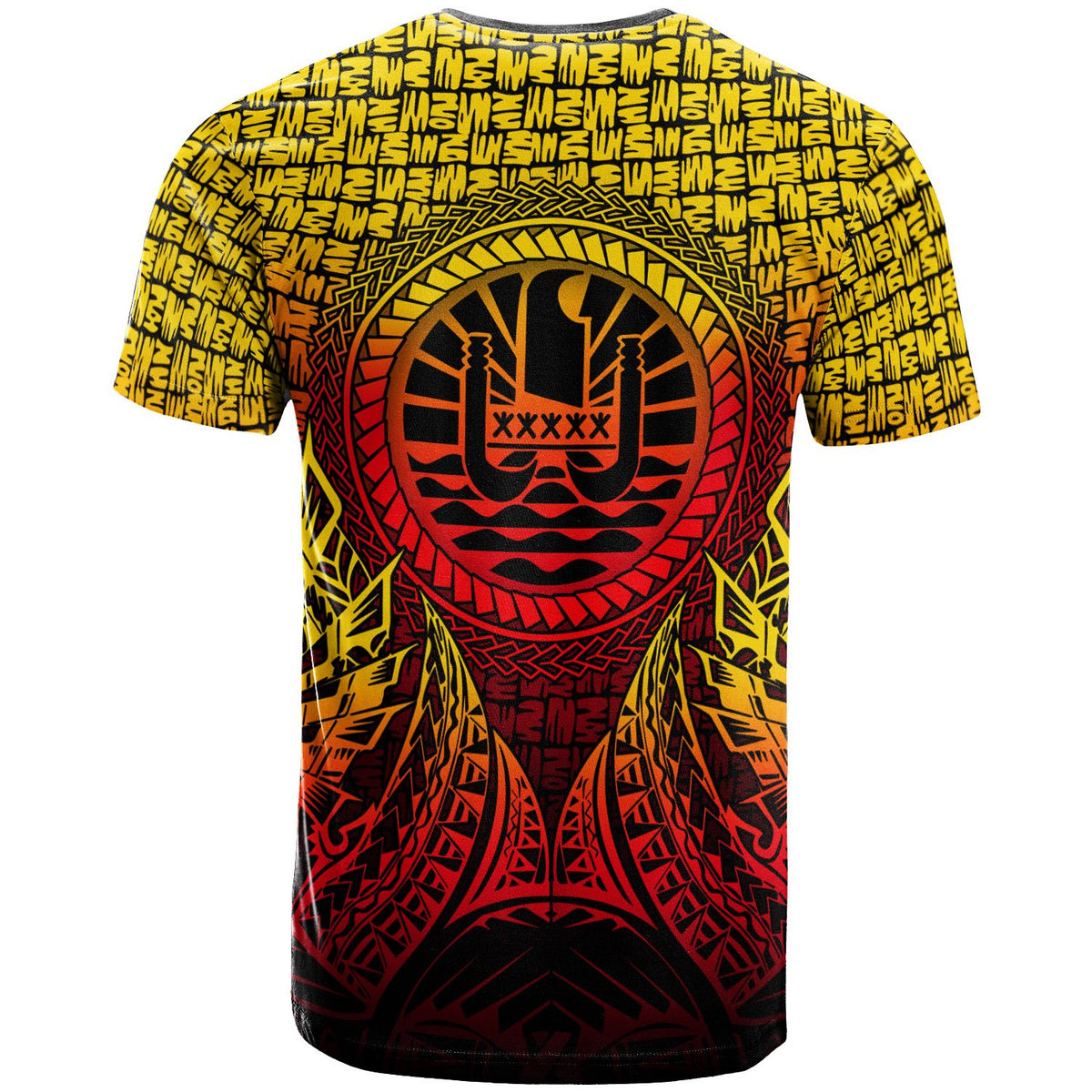 Tahiti T Shirt Circle Pattern Yellow - Polynesian Pride