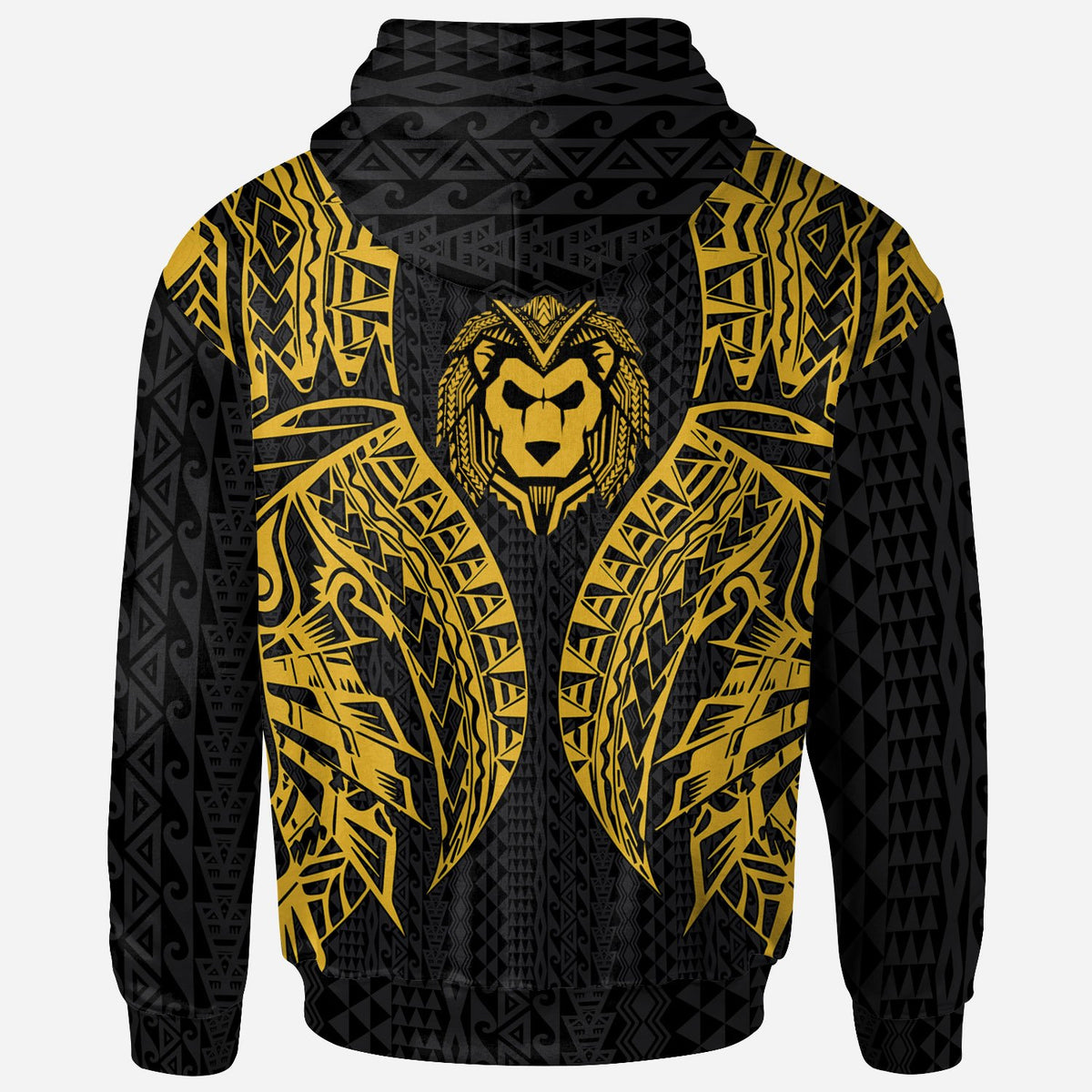 Tahiti Zip up Hoodie Polynesian Lion Head Gold Style - Polynesian Pride
