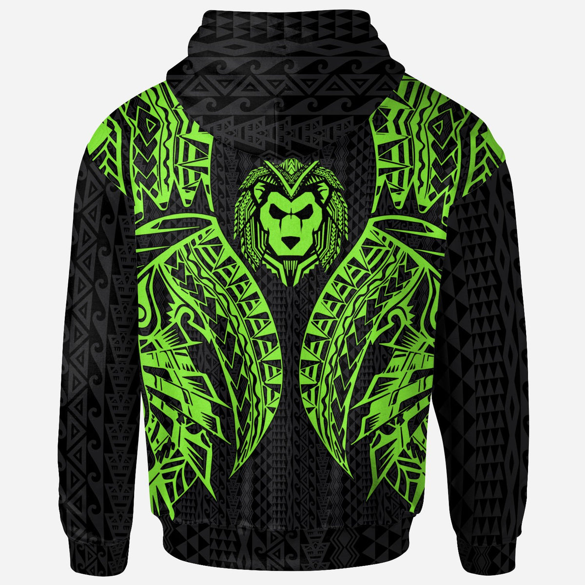 Tahiti Zip up Hoodie Polynesian Lion Head Green Style - Polynesian Pride