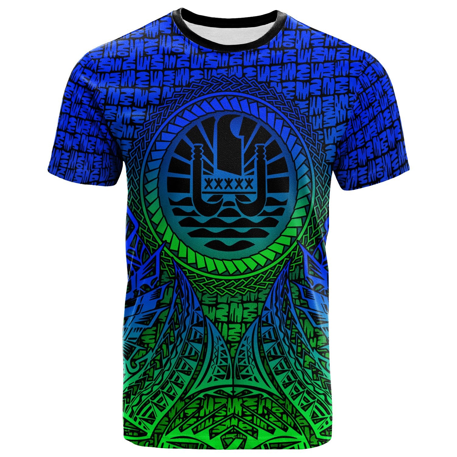 Tahiti T Shirt Circle Pattern Blue Unisex Blue - Polynesian Pride