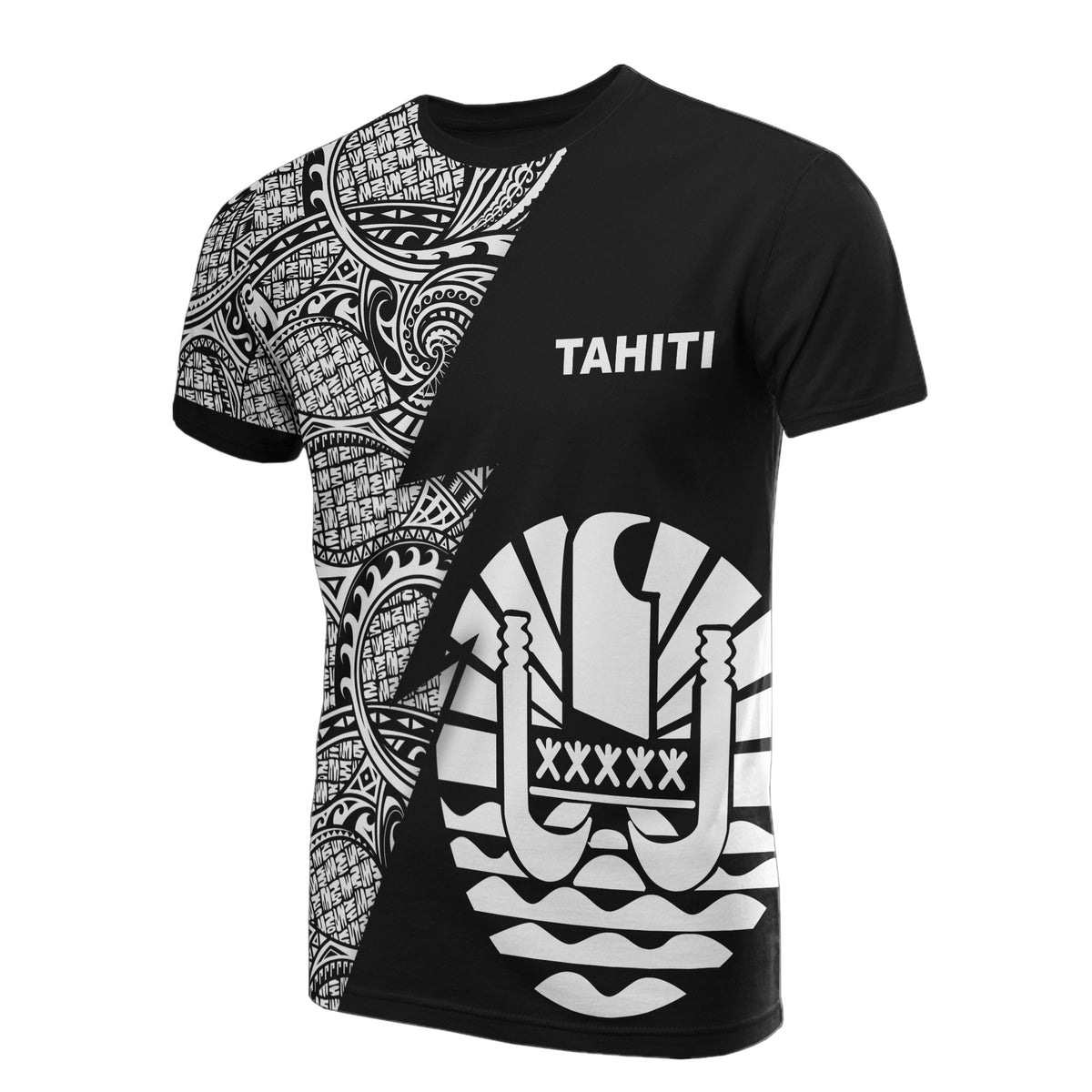 Tahiti T Shirt Polynesian Patter White Flash Style Unisex White - Polynesian Pride
