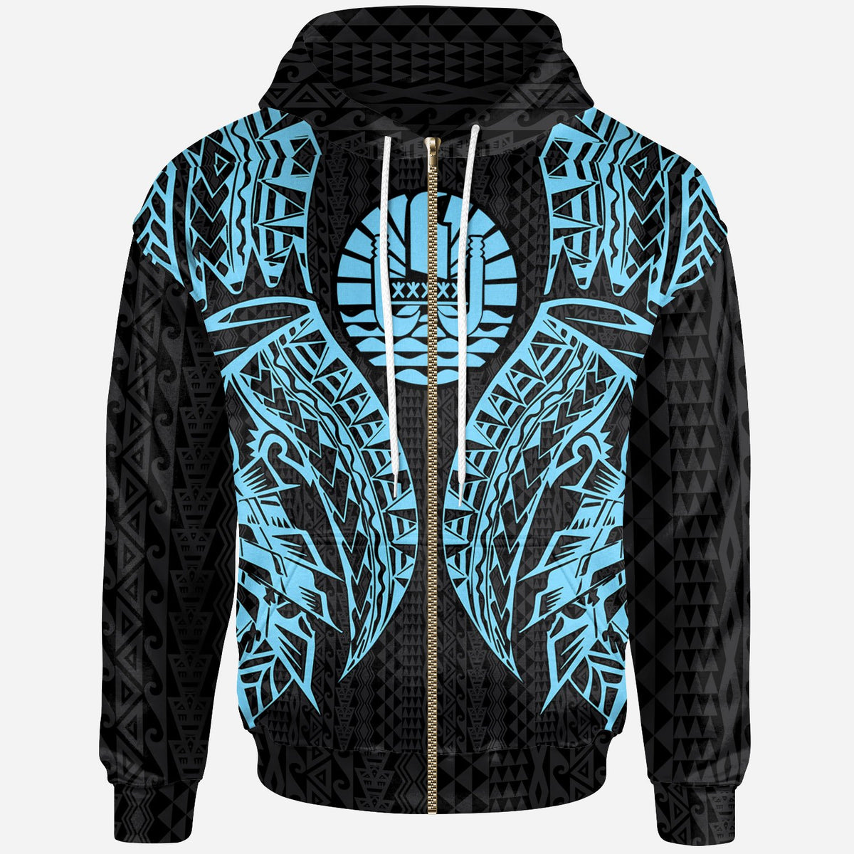 Tahiti Zip up Hoodie Polynesian Lion Head Neon Style Unisex Neon - Polynesian Pride