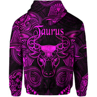 Taurus Zodiac Polynesian Zip Hoodie Unique Style Pink LT8 - Polynesian Pride