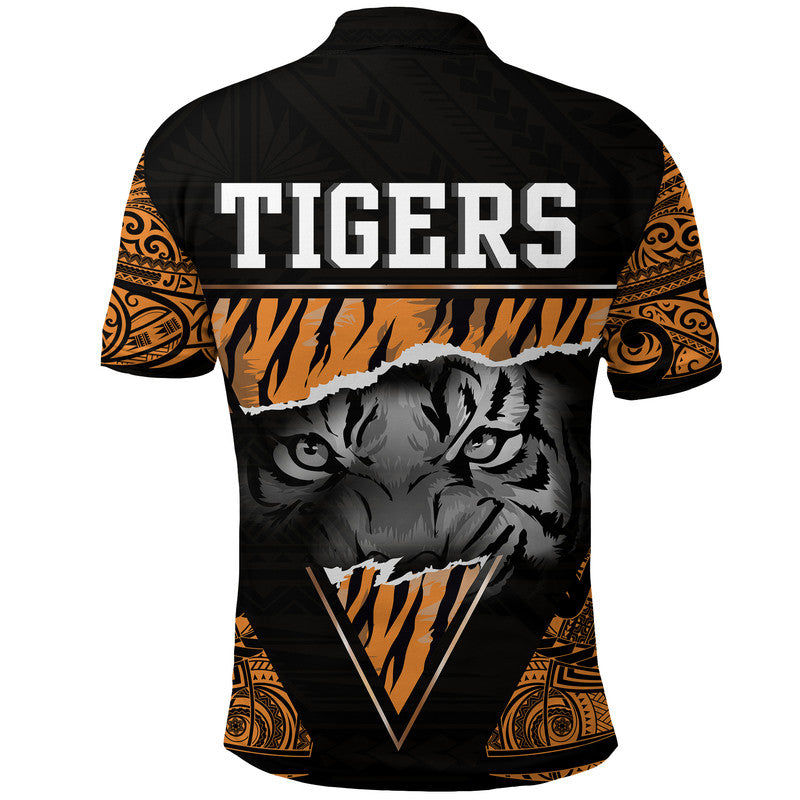 Papua New Guinea Lae Snax Tigers Polo Shirt Polynesian Tiger Face LT9 - Polynesian Pride