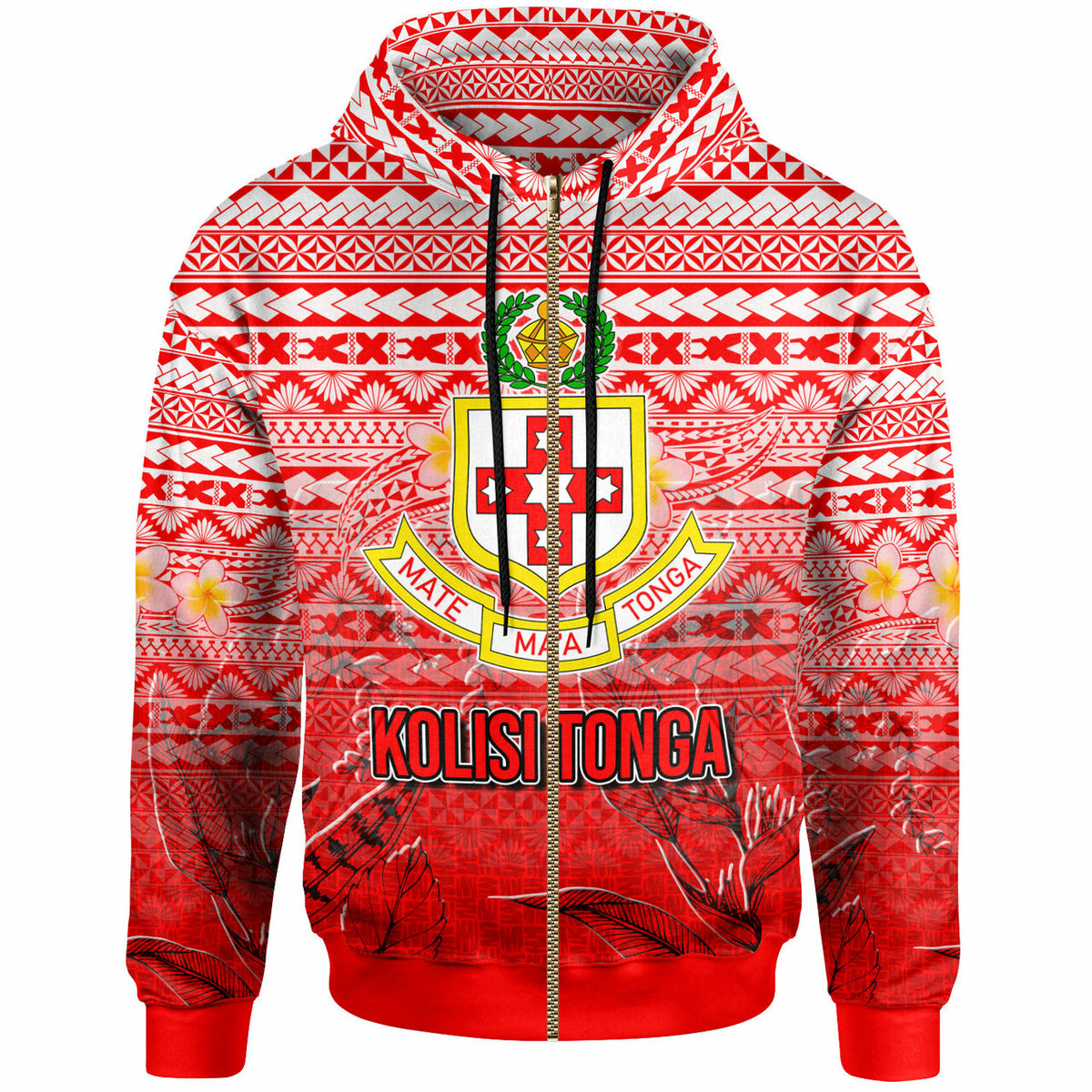 Tonga Custom Hoodie Kolisi Tonga With Tropical Flowers LT10 - Polynesian Pride