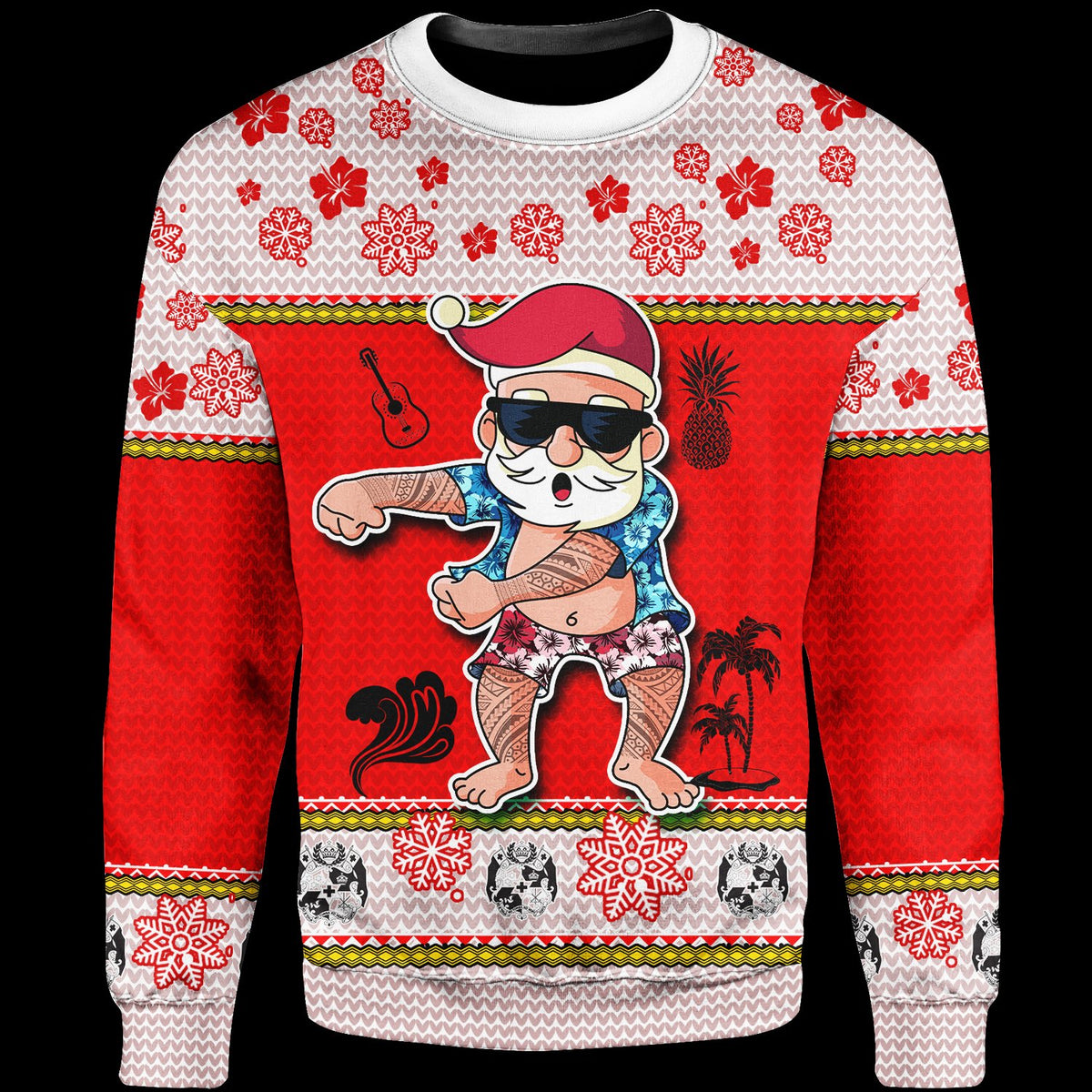Tonga Custom Personalised Christmas Sweater - Santa Claus Polynesian Tattoo Unisex Red - Polynesian Pride