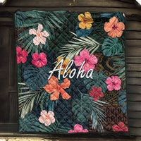 Hawaii Premium Quilt Tribal Elements And Hibiscus Version LT9 - Polynesian Pride