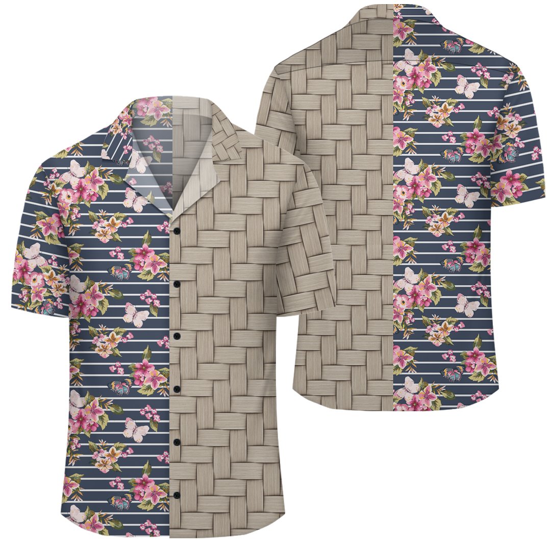 Tropical Butterfly Pink Lauhala Moiety Hawaiian Shirt Unisex Art - Polynesian Pride