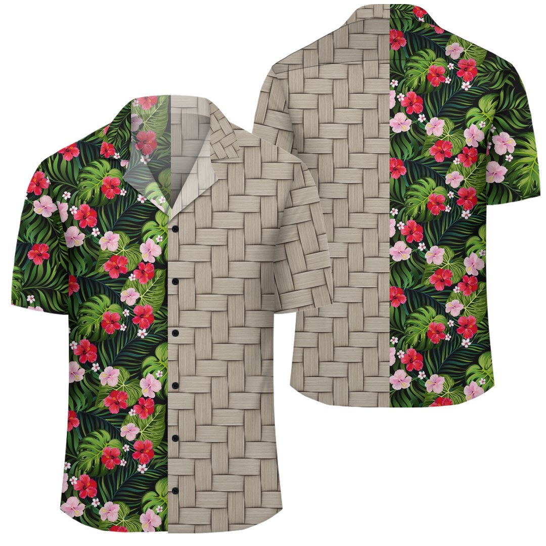 Tropical Flower Mix Lauhala Moiety Hawaiian Shirt Unisex Art - Polynesian Pride