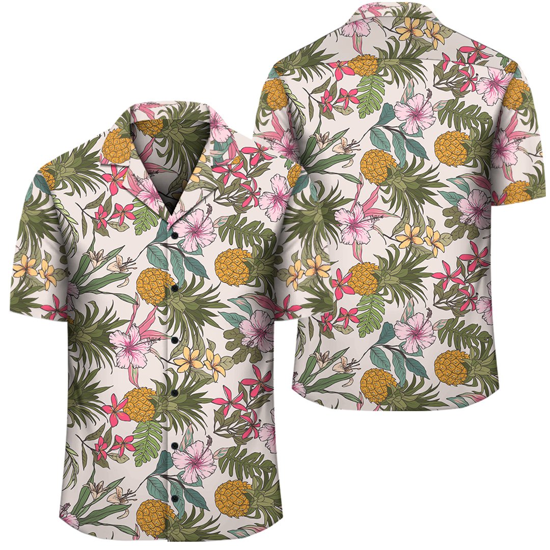 Tropical Pineaapple Hawaiian Shirt Unisex Black - Polynesian Pride