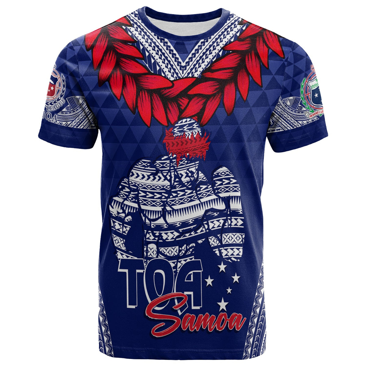 Custom Toa Samoa T-Shirt - Ulafala Style Samoa Warriors LT7 Blue - Polynesian Pride