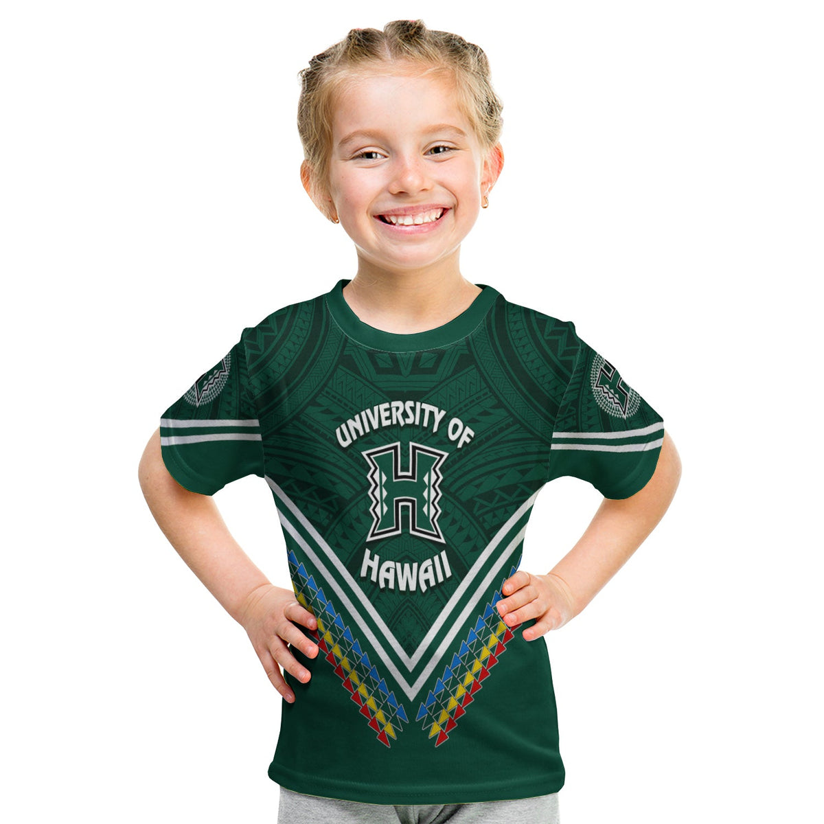 Personalised Hawaii Rainbow Warriors T Shirt KID Simple Style LT7 - Polynesian Pride