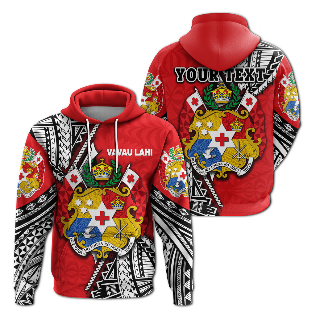 (VAVAU LAHI) Tonga Rugby Hoodie Polynesian Style Pinwheel Custom Back Red - Polynesian Pride