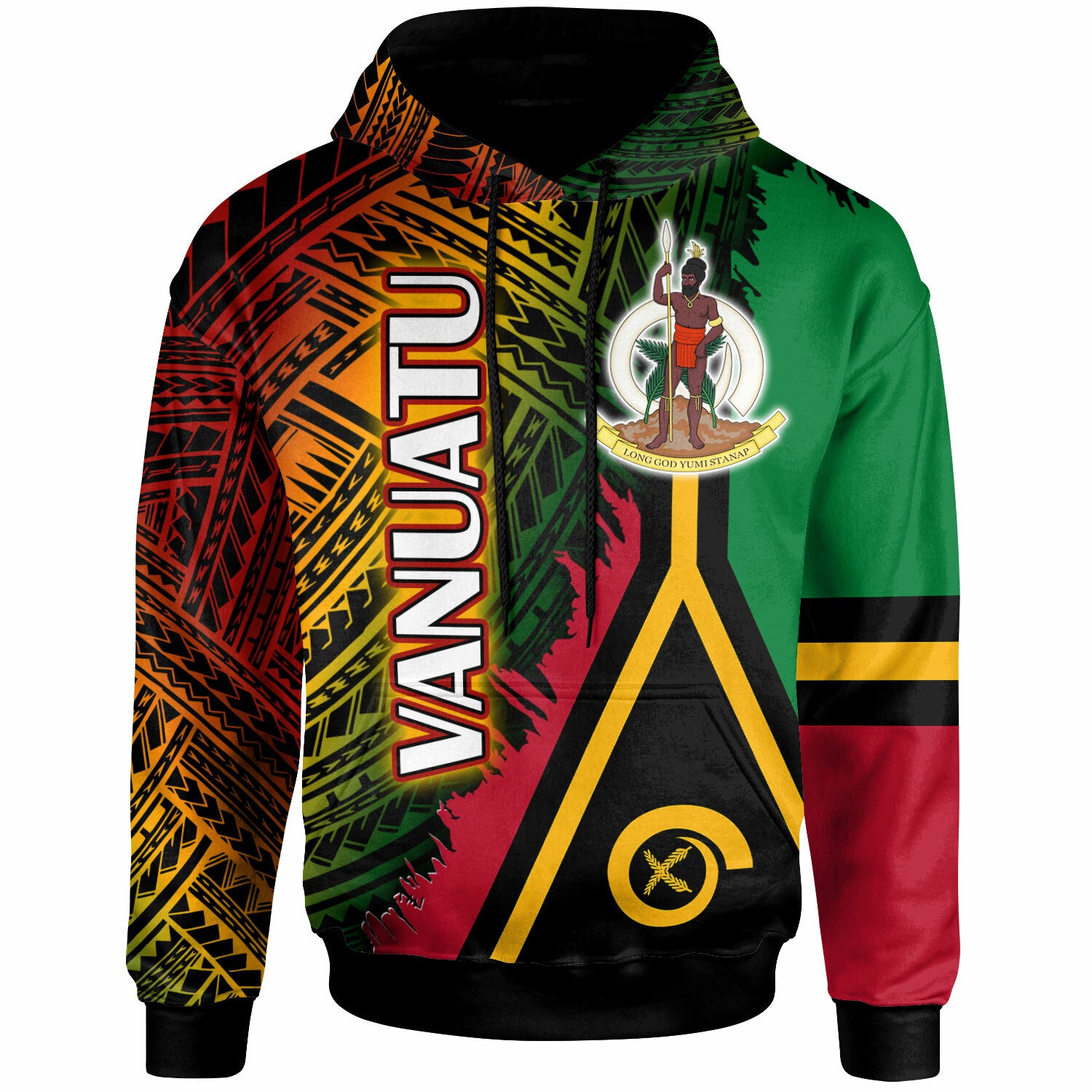 Vanuatu Hoodie Custom Polynesian Grunge Texture Style Hoodie LT10 Green - Polynesian Pride