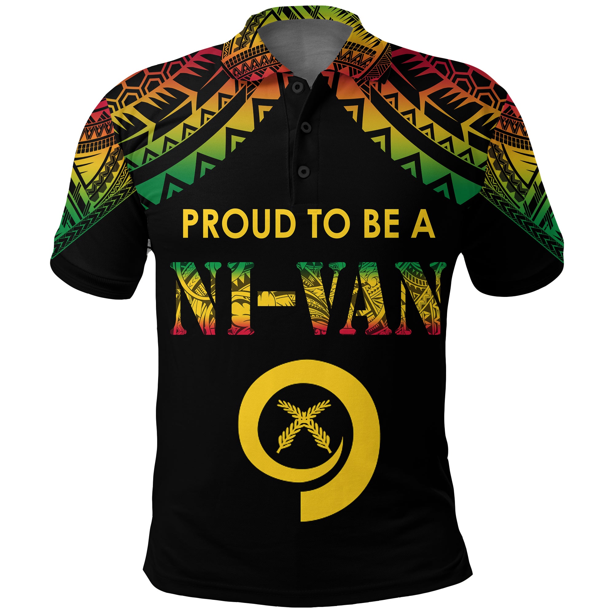 Vanuatu Proud To Be A Ni Van Polynesian Pattern Polo Shirt - LT7 Adult Black - Polynesian Pride