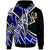 Vanuatu Zip up Hoodie Tribal Flower Special Pattern Blue Color Unisex Blue - Polynesian Pride