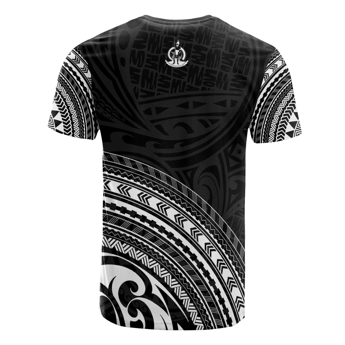 Vanuatu All Over T Shirt Vanuatuan Coat of Arms Polynesian Tribal Black Version - Polynesian Pride
