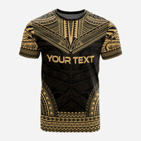 Vanuatu Custom T Shirt Vanuatuan Coat of Arms Polynesian Chief Tattoo Gold Version - Polynesian Pride