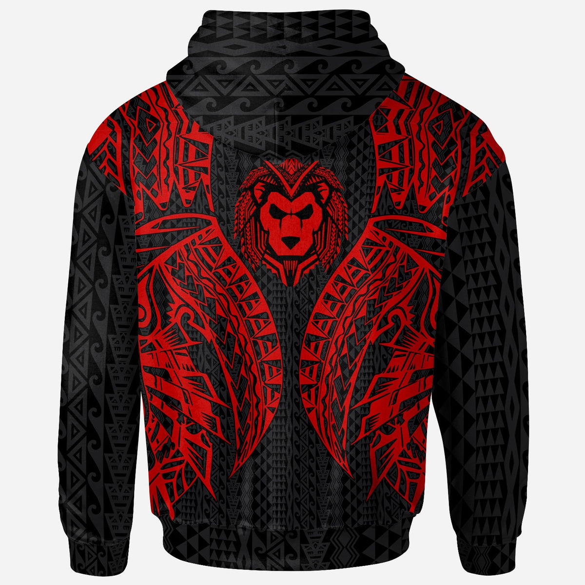 Wallisnd Futuna Hoodie Polynesian Lion Head Red Style - Polynesian Pride