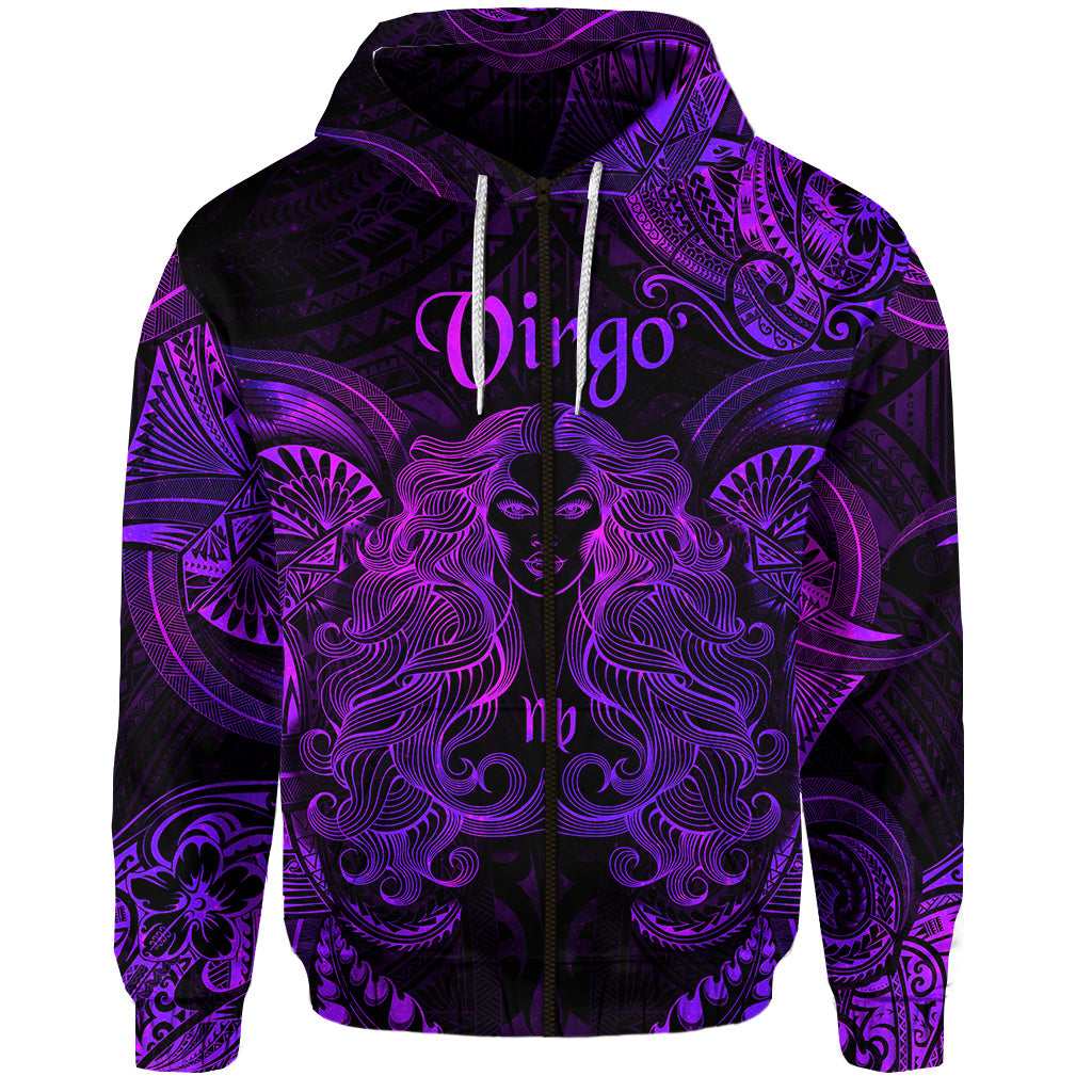 Custom Virgo Zodiac Polynesian Zip Hoodie Unique Style Purple LT8 - Polynesian Pride