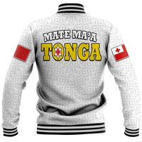 Mate Ma'a Tonga Rugby Baseball Jacket Tongan Kupesi White Style LT9 - Polynesian Pride