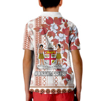 Custom Fiji Polo Shirt Tagimoucia Mixed White Tapa Style LT9 - Polynesian Pride