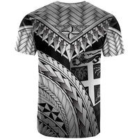 Fiji T Shirt White Polynesian Necklace and Lauhala - Polynesian Pride