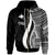 Papua New Guinea Zip up Hoodie White Tentacle Tribal Pattern Unisex White - Polynesian Pride